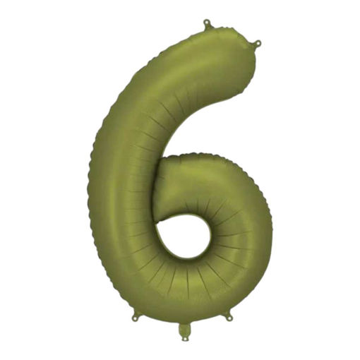 Picture of FOIL BALLOON NUMBER 6 OLIVE 34 INCH